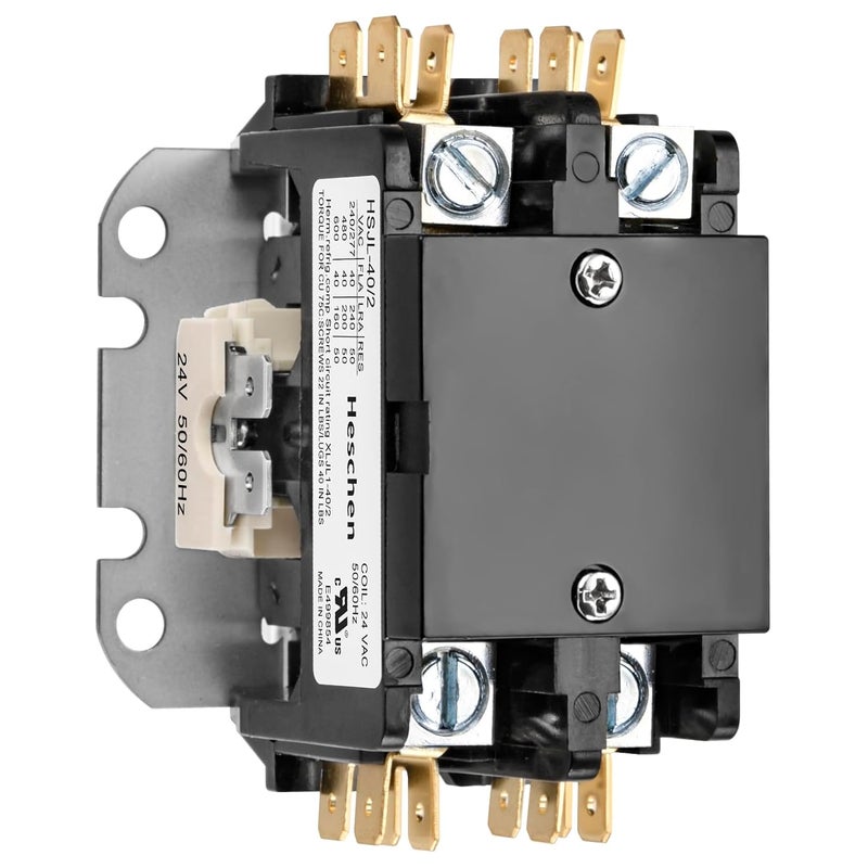 Heschen HVAC Motor Contactor, 50/60Hz, for Air Conditioner, Heat Pump, Refrigeration Systems, UL Listed (HSJL-40/2 2P 40A 24VAC) - Image 5